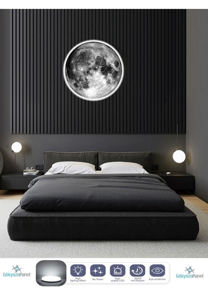 Moon LED Aplik, 30CM Çap, LED 25WATT, Duvar Aplik, Yatak Odası Aplik, Duvar Lambası, Aplik Modeller