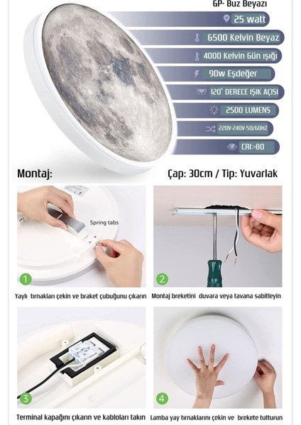 Moon LED APLIK,30CM Çap, LED 25WATT, Modern, Duvar Aplik, Yatak Odası Aplik,salon Aplik Modelleri modelleri