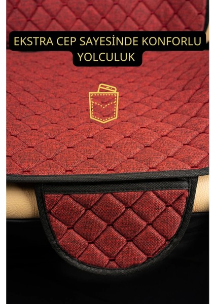 Suzıkı Grand Vitara 2015 Sonrası Terletmez Kaymaz Keten Oto Minder Kılıf Komple Set(7parça) Kırmızı fırsatları