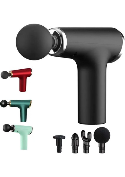 Siyah 4 Başlıklı Şarjlı Sporcu Masaj Tabancası, Hafif ve Güçlü fiyatları