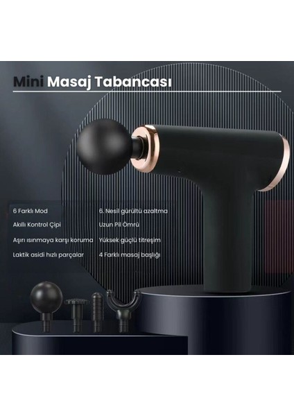 Siyah 4 Başlıklı Şarjlı Sporcu Masaj Tabancası, Hafif ve Güçlü fırsatları