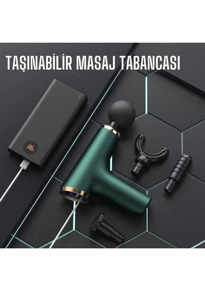 Siyah 4 Başlıklı Şarjlı Sporcu Masaj Tabancası, Hafif ve Güçlü