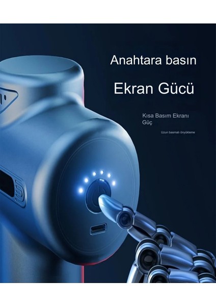 6 Modlu Taşınabilir Hızlı Titreşimli Masaj Tabancası, Siyah Renk