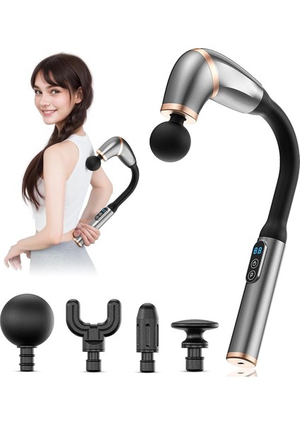 Profesyonel Şarjlı Masaj Tabancası - Derin Doku Masajı, 6 Hız Ayarlı, 4 Başlıklı Şarjı Masaj Aleti