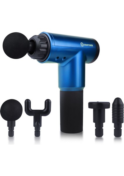 Titreşimli Masaj Tabancası 4 Başlıklı Mavi