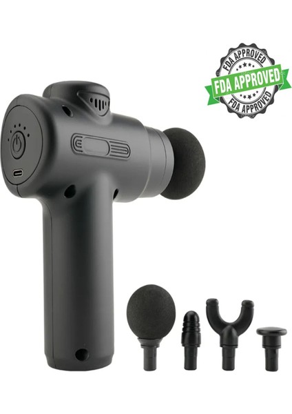 Kablosuz Masaj Tabancası 6 Mod, Siyah, Taşınabilir Güçlü Masaj Aleti