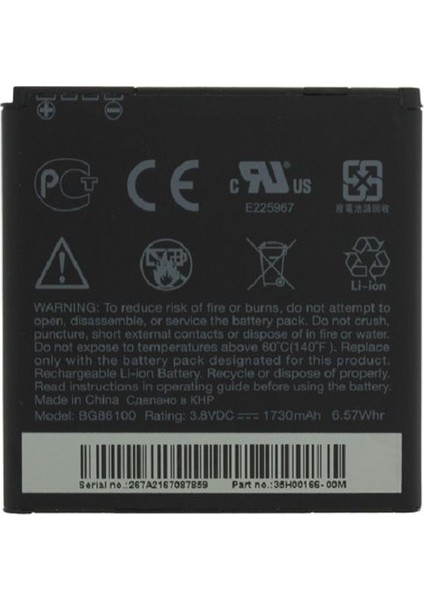 Htc Evo 3D / Sensation Xe Batarya Pil BG86100