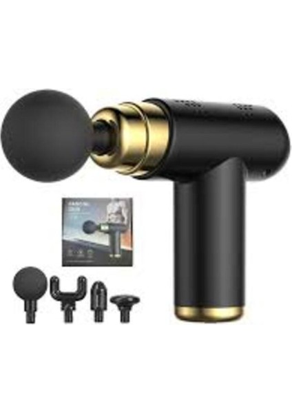 6 Kademe Hızlı Masaj Tabancası, 4 Başlık, Siyah Renk modelleri