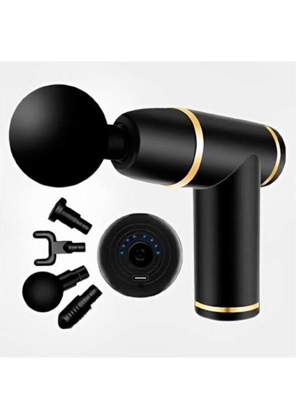 6 Kademe Hızlı Masaj Tabancası, 4 Başlık, Siyah Renk fırsatları