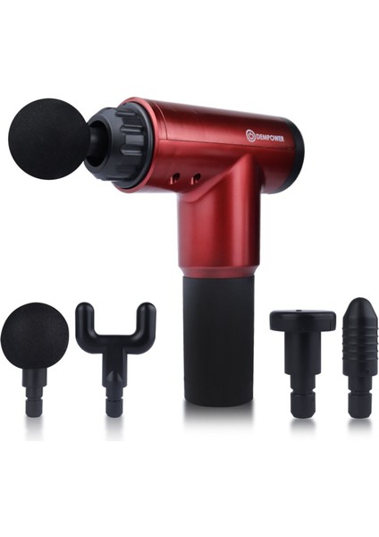 Titreşimli Masaj Tabancası 4 Başlıklı Kırmızı