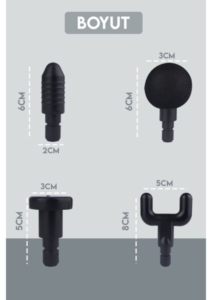 Titreşimli Masaj Tabancası 4 Başlıklı Kırmızı