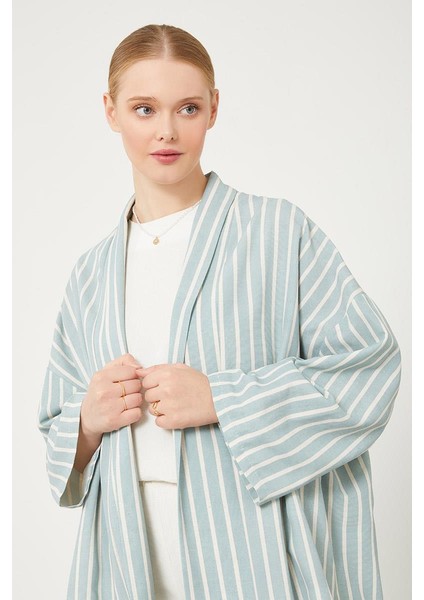 Mint Yeşili Çizgili Desen Kimono Takım indirimleri