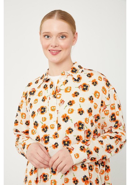 Bej Menekşe Desenli Alt- Üst Takım modelleri