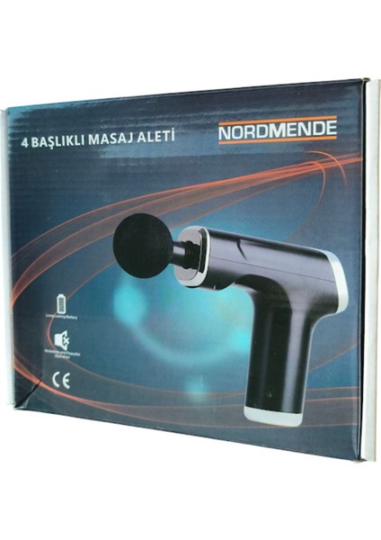 Şarjlı, 4 başlıklı darbeli ultra masaj aleti, siyah renk, hafif ve kullanışlı fiyatları