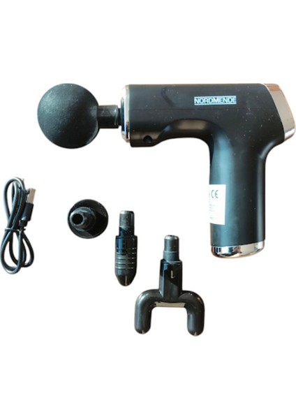 Şarjlı, 4 başlıklı darbeli ultra masaj aleti, siyah renk, hafif ve kullanışlı modelleri