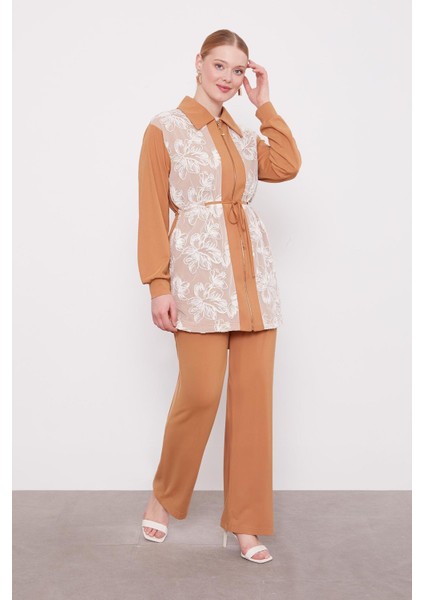 Camel Çiçek Işlemeli Ikili Takım fiyatları