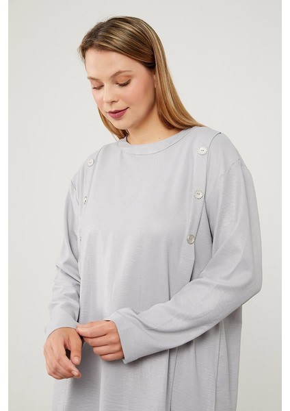 Gri Düğme Detaylı Bisiklet Yaka İkili Takım modelleri