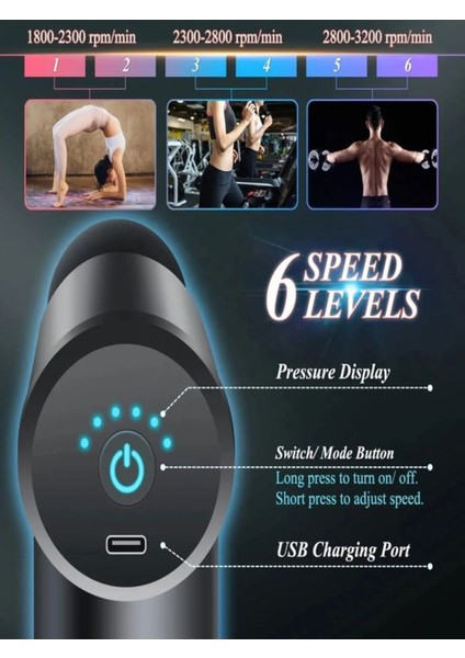 4 Yedek Kafa Elektrikli Kas Masaj Aleti, Güçlü ve Taşınabilir, Tüm Vücut için Siyah fırsatları