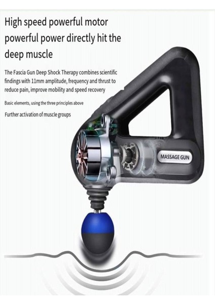 Hız ayarlı 12 başlıklı çok fonksiyonlu şarjlı masaj aleti, sporcu seti, siyah modelleri
