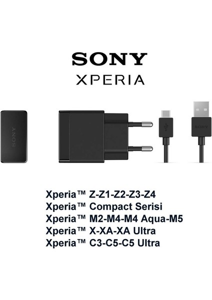 Sony Xperia Şarj Cihazı Aleti ve Kablosu Z Z1 Z2 Z3 Z4 Z5 M5 E5 Xa