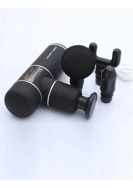 Siyah Renkli 4 Başlıklı Taşınabilir Masaj Aleti Tabancası