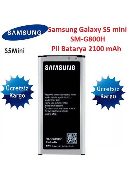 Samsung S5 Mini Batarya Pil G800 EB-BG800CBE