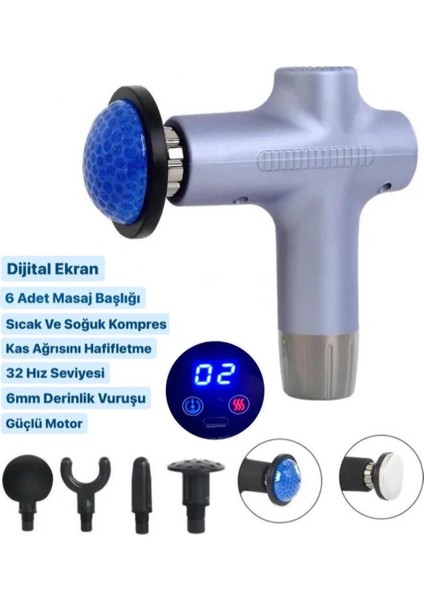 Yeni Nesil Isıtmalı Sıcak ve Soğuk Özellikli Şarjlı Masaj Tabancası Mor