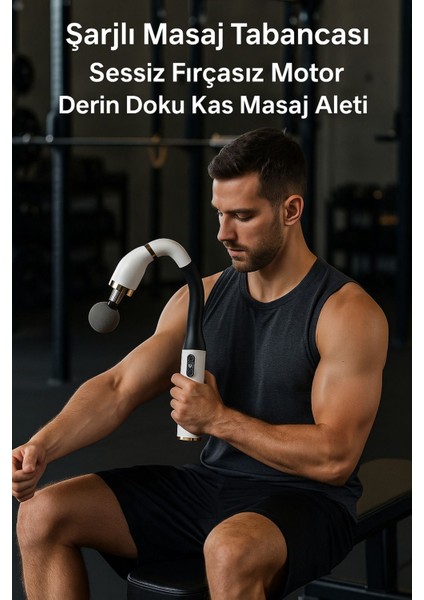 Şarjlı Masaj Tabancası - 4 Başlıklı, Sessiz Fırçasız Motor, Derin Doku Kas Masaj Aleti fiyatları