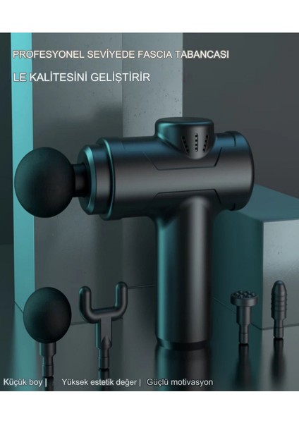 Kablosuz Masaj Tabancası, 6 Mod, LCD, Hız Ayarlı, Siyah Renk