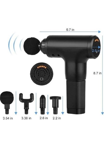 6 Seviyeli, 4 Başlıklı Kablosuz Masaj Aleti, Gri ve Siyah Renk Seçenekleri