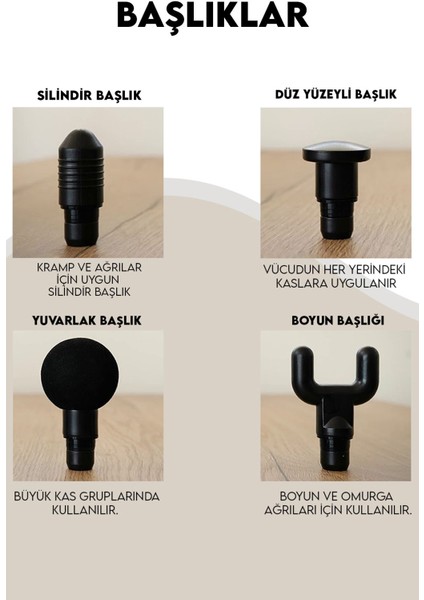 Titreşimli Masaj Tabancası 4 Başlıklı Gri fırsatları