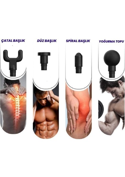 4 Başlıklı Titreşimli Yoğurmalı 6 Fonksiyonlu Masaj Aleti Siyah modelleri