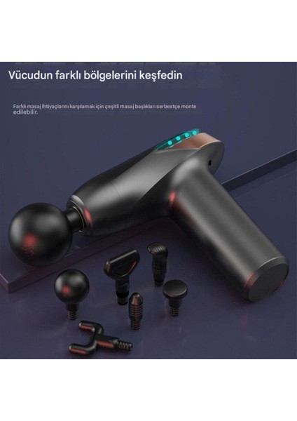 KH-866 Kablosuz Sporcu Masaj Tabancası 6 Hız Kademeli ve 6 Başlıklı Şarjlı Masaj Aleti indirimleri