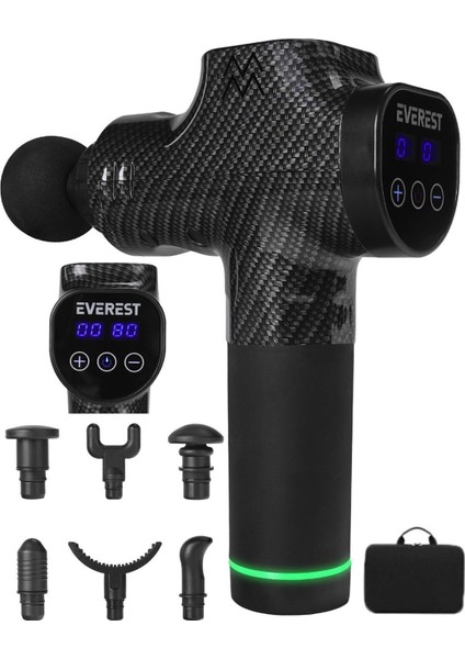 Masaj Tabancası Pro EV-MT51 Karbon 30 Hız Vurmalı Sessiz Fırçasız Motor Sporcu Masaj Aleti
