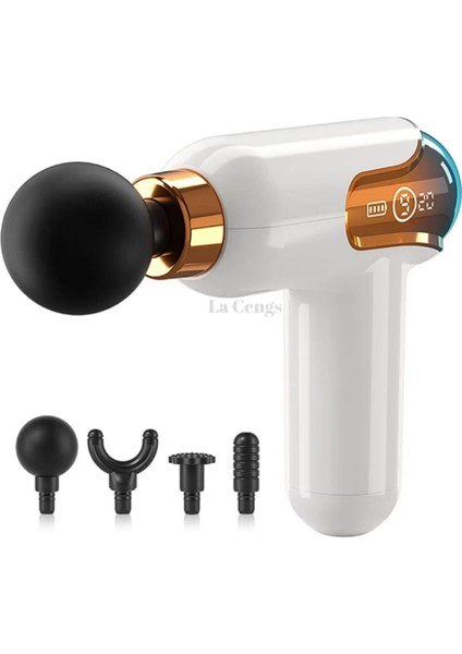 Taşınabilir USB elektrikli 4 kafa vücut masaj cihazı, akıllı frekans kontrolü, Beyaz