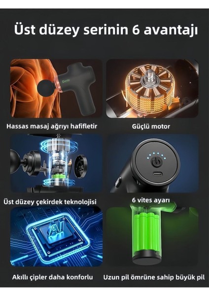 Taşınabilir Spor Masaj Tabancası, Çanta ve Yağlar ile Renkli Siyah Hediye Seti fiyatları