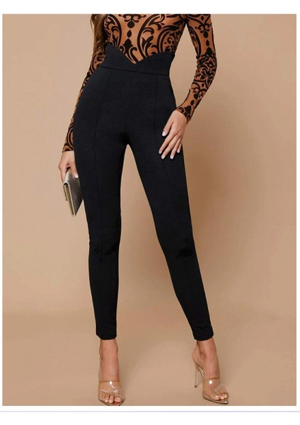 Kadın Siyah Krep Kumaş Pantolon