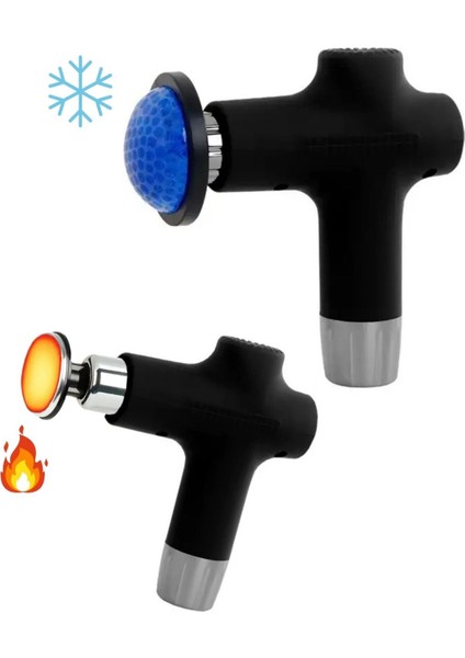 Kırmızı yeni nesil şarjlı ısıtmalı masaj tabancası, sıcak-soğuk fonksiyonlu modelleri