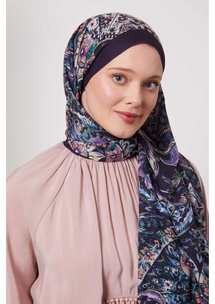 Mor Soyut Çiçek Desen Love Şal modelleri