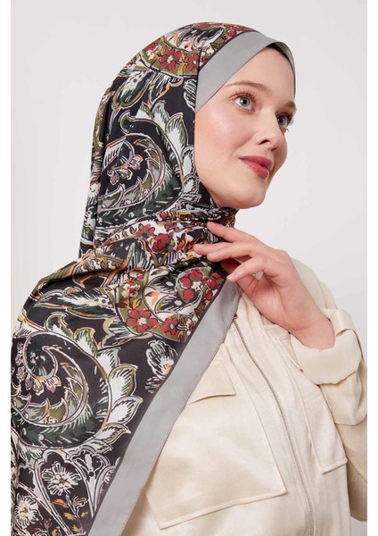 Çağla Yeşili Soyut Çiçek Desen Love Şal