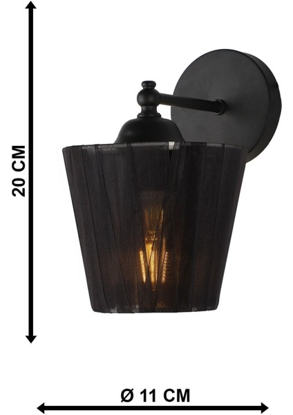 Ova 2 Yönlü Aplik Siyah Siyah Şapka