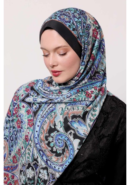 Mavi Soyut Çiçek Desen Love Şal fiyatları