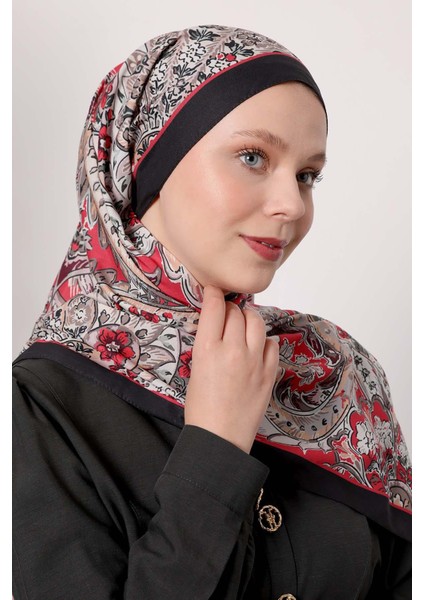 Siyah-Kırmızı Soyut Çiçek Desen Love Şal fiyatları