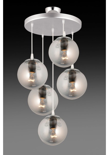 Sarkıt Tepsi Krom 5'li Füme Glop Camlı Lüks Avize fırsatları