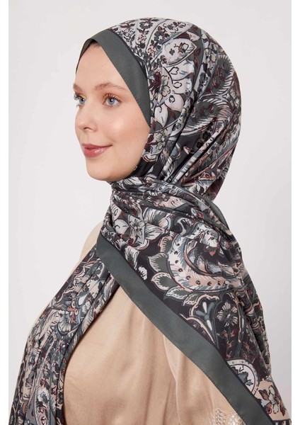 Yeşil Soyut Çiçek Desen Love Şal