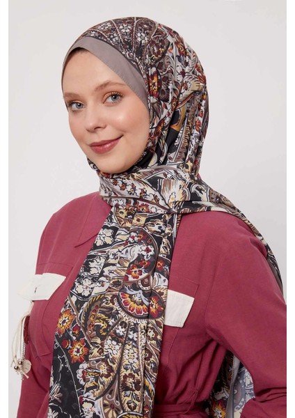 Vizon Soyut Çiçek Desen Love Şal