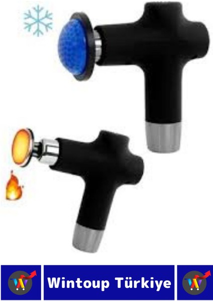 Ergonomik Çok Başlıklı Kas Masaj Aleti, Sıcak-Soğuk Mod, Yüksek Titreşim, Siyah