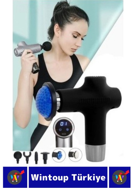 Ergonomik Çok Başlıklı Kas Masaj Aleti, Sıcak-Soğuk Mod, Yüksek Titreşim, Siyah fiyatları