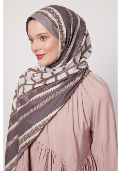 Gri Şeritli Varak Desen Love Şal modelleri