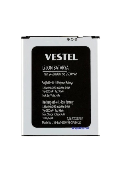 Vestel Venüs E3 Pil Batarya VS-BAT-2500 Ithal